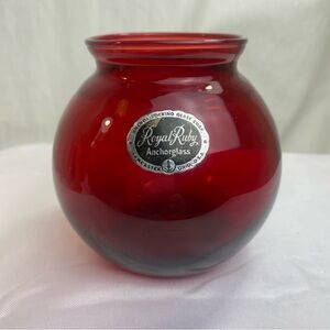Vintage Royal Ruby Red Anchor Hocking Glass Anchorglass Ivy Ball Vase